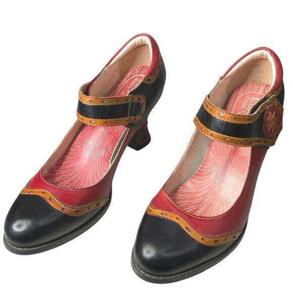 L’artiste X Spring Step Women’s Mary Ellen Red Black Mary Jane Size 39 US 8.5 - Picture 6 of 11